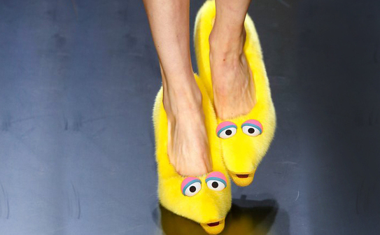 Celine, furry shoes. (youtube.com)