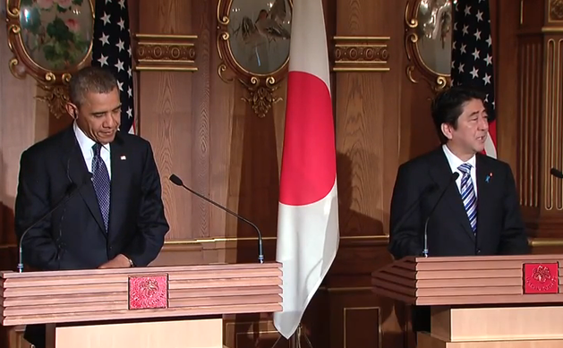 Preşedintele american Barack Obama şi premierul japonez Shinzo Abe, Tokyo, 24 aprilie 2014.