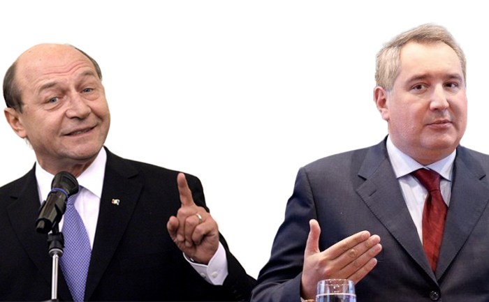 Preşedintele Traian Băsescu şi vicepremierul rus Dmitri Rogozin