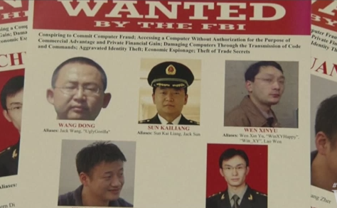 Cinci ofiţeri chinezi sunt căutaţi de FBI pentru furt de secrete comerciale şi spionaj.