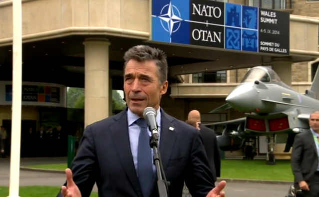 Secretarul general al NATO, Anders Fogh Rasmussen, la summitul NATO din Ţara Galilor. (Captură.)
