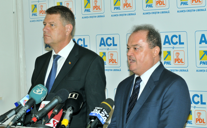 Klaus Iohannis şi Vasile Blaga, conferinţă de presă la sediul ACL