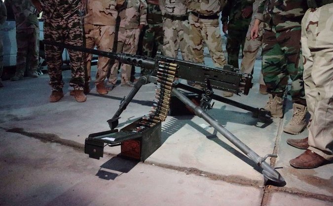 

O mitralieră de calibru 50 pe care Franţa a oferit-o luptatorilor kurzi (peshmerga) din Irak luna trecută.
