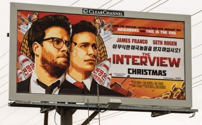 Afişul filmului “The Interview” în care joacă Seth Rogen şi James Franco. (Christopher Polk/Getty Images)