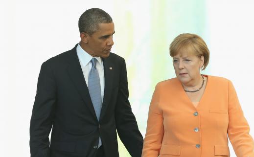 
Preşesedintele american Barack Obama şi cancelarul german Angela Merkel.