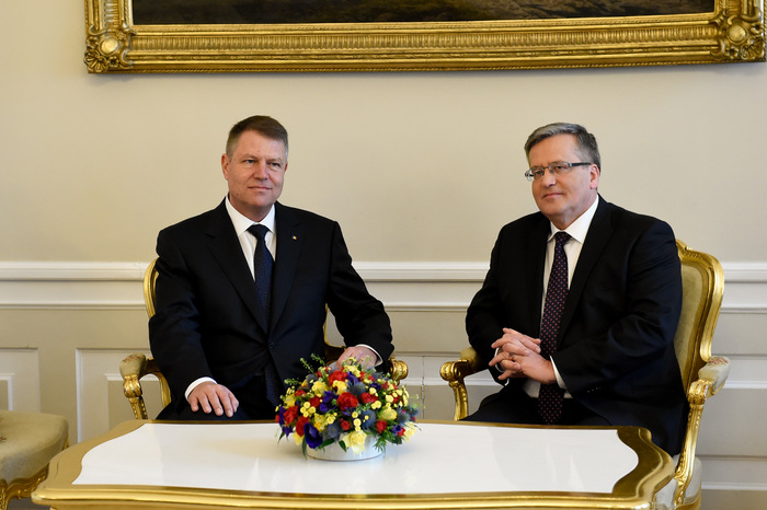 Preşedintele României, Klaus Iohannis, s-a întâlnit joi, 12  martie la  Varşovia cu preşedintele Republicii  Polone, Bronislaw Komorowski (Sorin Lupsa / Administraţia prezidenţială)