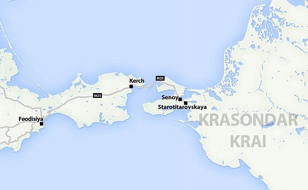 Podul care va lega peninsula Crimeea de regiunea rusă Krasondar Krai.