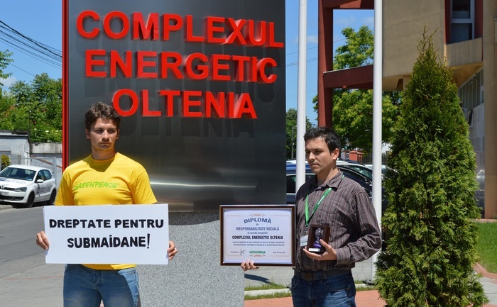 Greenpeace acordă premiul de iresponsabilitate socială Complexului Energetic Oltenia.