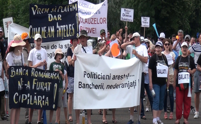 Protest al românilor îndatoraţi în franci elveţieni, Bucureşti, 13 iunie 2015