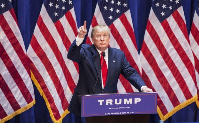 Donald Trump vorbind despre candidatura sa la preşedenţia SUA, 16 iunie 2015 în New York City