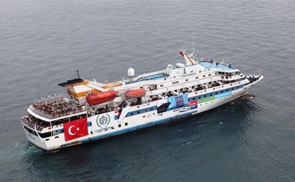 Ambarcaţiunea turcă Mavi Marmara (în imagine) a fost atacată de forţele israeliene în apele internaţionale în 31 mai 2010.