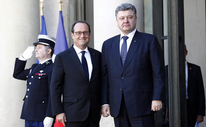 Petro Poroşenko şi Francois Hollande la Paris, 2 octombrie 2015 (Thierry Chesnot/Getty Images)