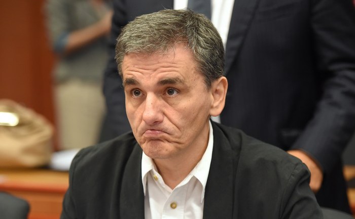 Ministrul de Finanţe al Greciei, Euclid Tsakalotos în Bruxelles, 14 august 2015 (EMMANUEL DUNAND/AFP/Getty Images)