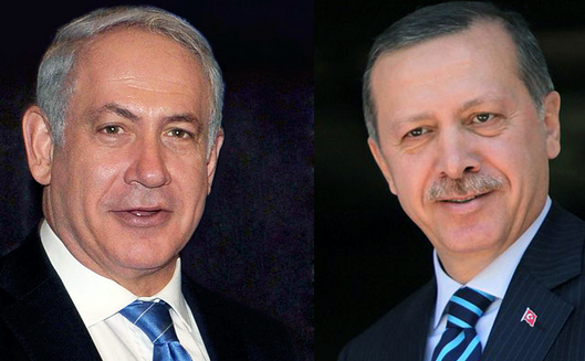 Premierul israelian Benjamin Netanyahu (st) şi preşedintele turc Recep Tayyip Erdoğan.