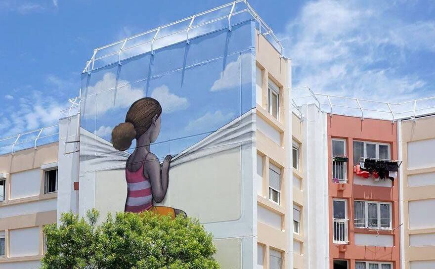 Pictura murală realizată de Julien Malland, alias Seth Globepainter (Facebook)