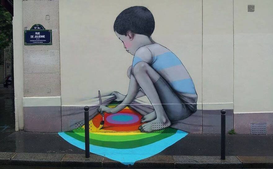 Pictura murală realizată de Julien Malland, alias Seth Globepainter (Facebook)