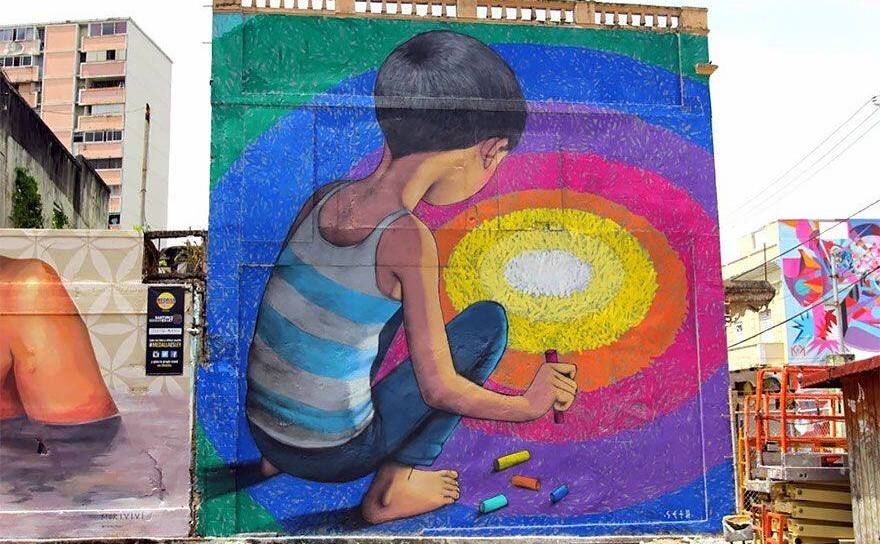 Pictura murală realizată de Julien Malland, alias Seth Globepainter (Facebook)