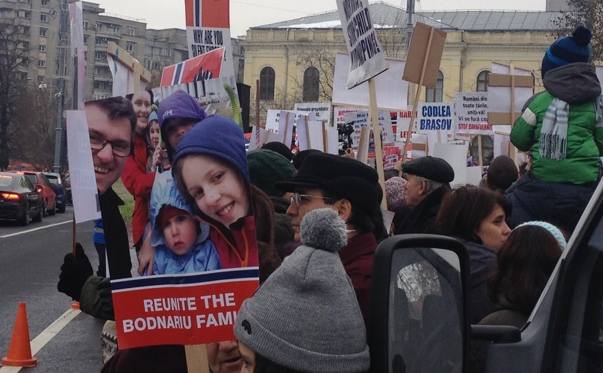 Protest pentru susţinerea familiei Bodnariu, Bucureşti, 9 ianuarie 2015