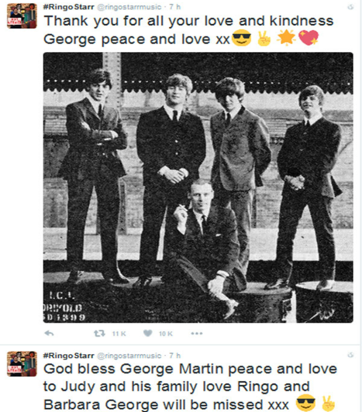 Mesajul bateristului Ringo Starr pe reţeaua socială Twitter