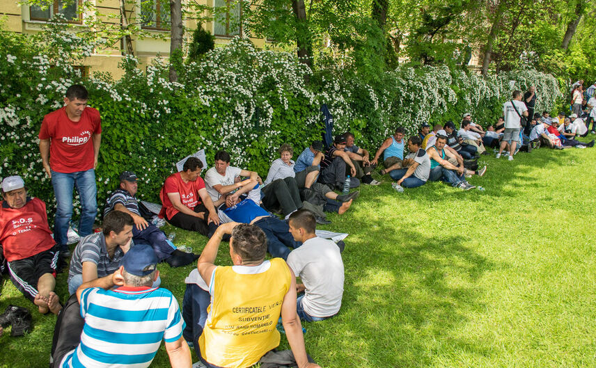 Protest al minerilor în faţa Guvernului. (Epoch Times România)