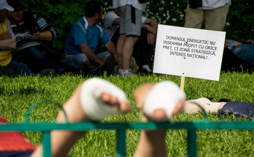 Protest al minerilor în faţa Guvernului. (Eugen Horoiu/Epoch Times România)