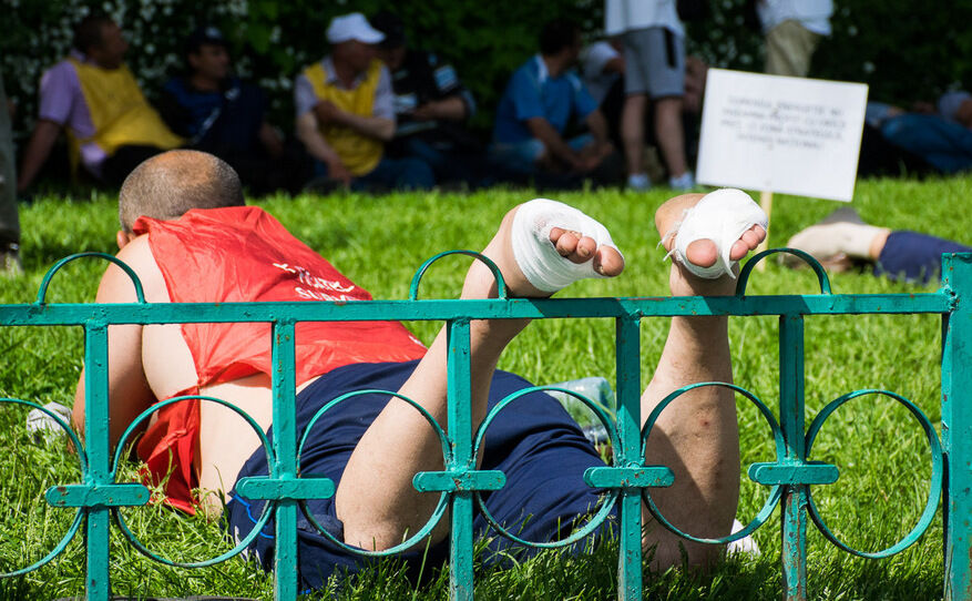 Protest al minerilor în faţa Guvernului. (Eugen Horoiu/Epoch Times România)