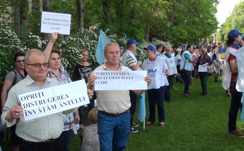 Protest al profesorilor la Guvern. (Epoch Times România)
