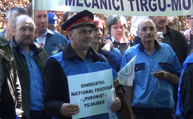 Protest al CFR-iştilor, 22 aprilie 2016. (Eugen Horoiu/Epoch Times)