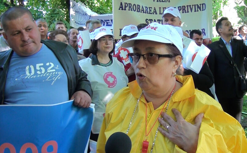 Protest al CFR-iştilor, 22 aprilie 2016. (Epoch Times România)