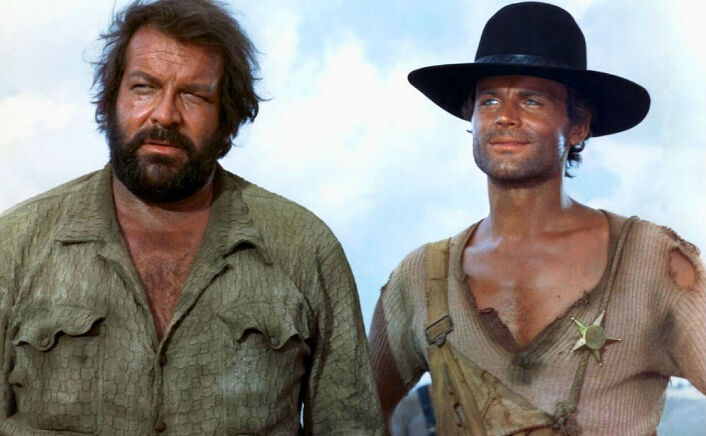 Bud Spencer (stânga) şi Terence Hill (dreapta) (biografieonline.it)