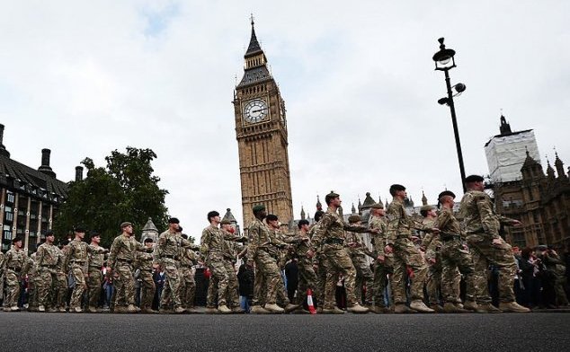 Trupe britanice care se întorc din Afganistan în Londra în 2013
 