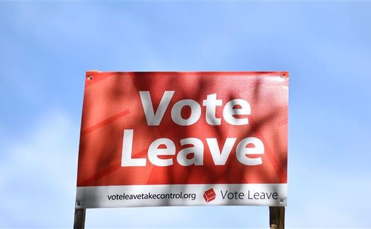 O pancartă pe care scrie “Vote Leave” este văzută în sud-estul Londrei, 16 iunie 2016.