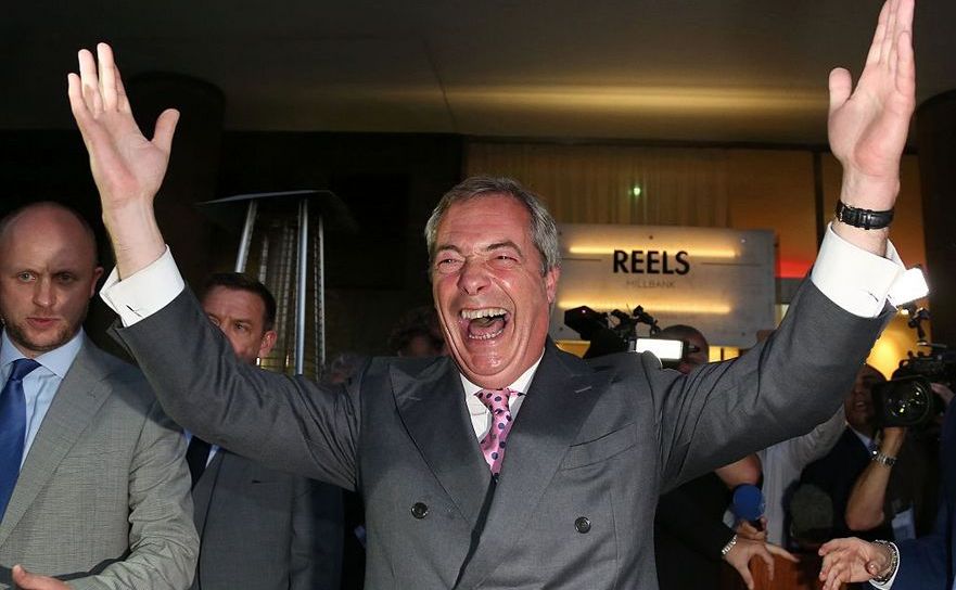 Nigel Farage, UKIP, la primirea rezultatului referendumului Brexit
