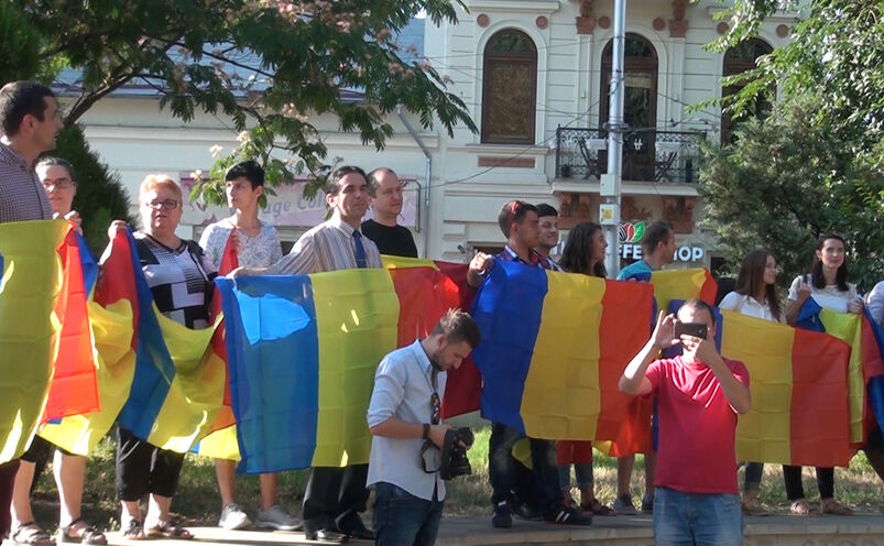 Flashmob unionist la kilometrul zero al Capitalei. (Epoch Times)