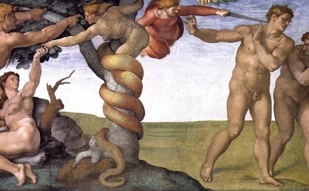 Căderea şi alungarea din Rai- Michelangelo, Capela Sixtină (gb23wordpress.com)