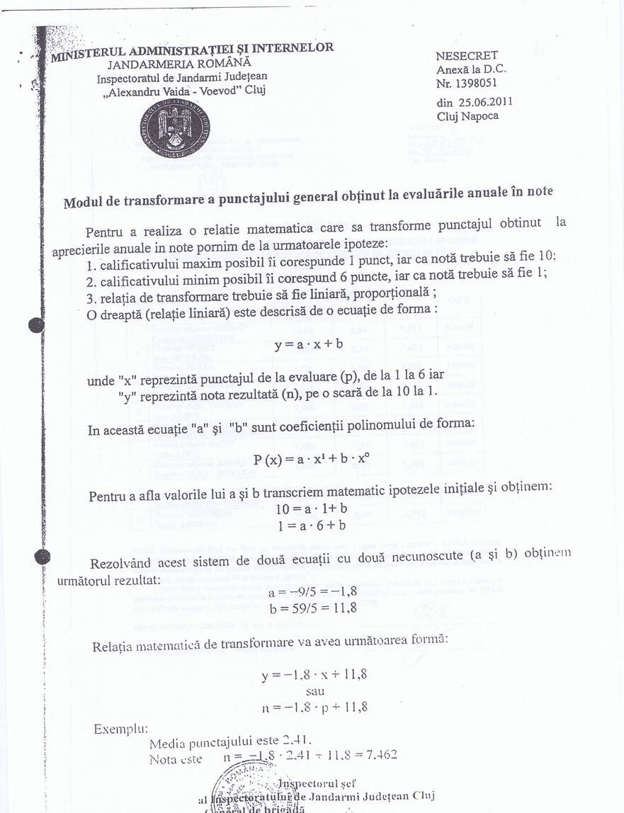 Mod de transformare a punctajului în note (Surse)