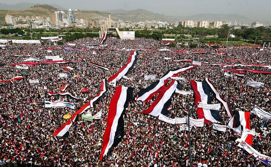 Yemen capitala Sana, 20 august 2016. Demonstraţie uriaşă a sprijinului pentru rebelii Houthi, grupul de influenţă al Teheranului