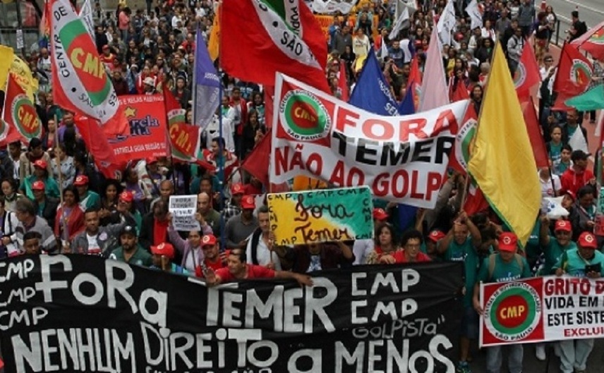 Protest împotriva preşedintelui brazilian Michel Temer în Sao Paulo, 7 septembrie 2016.