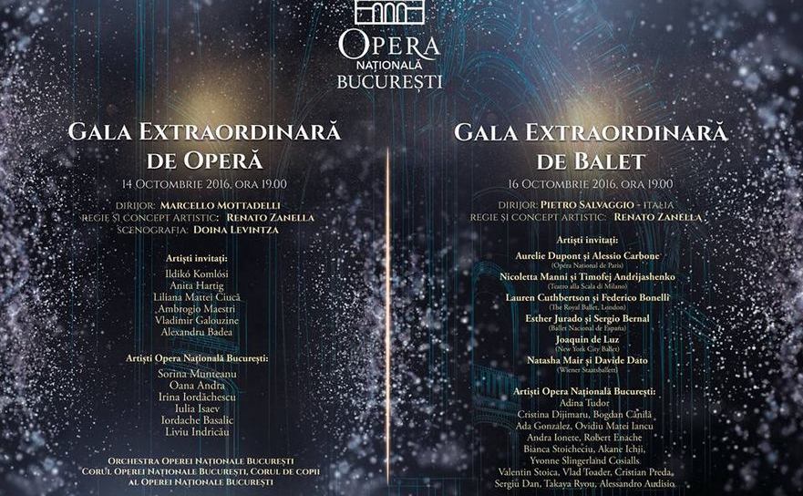 Gala Extraordinară de Operă şi Gala Extraordinară de Balet- afişul deschiderii stagiunii 2016-2107