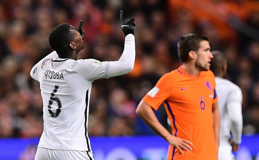 Fotbalistul Paul Pogba, marcatorul unicului gol al partidei Olanda - Franţa (0-1), din preliminariile CM 2018. (European Qualifiers/twitter)