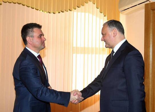 Igor Dodon şi Vadin Krasniseliskii, întrevedere în stânga Nistrului (Facebook.com)