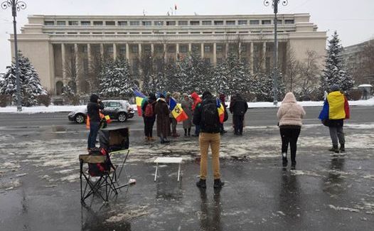 Andrei Roşu în Piaţa Victoriei (Facebook)