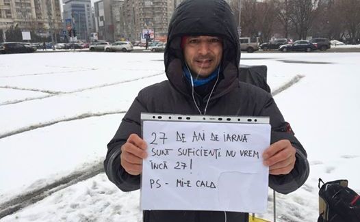 Andrei Roşu în Piaţa Victoriei (Facebook)