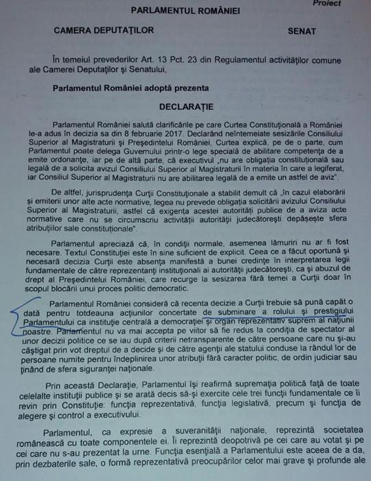 Declaraţia propusă de Călin Popescu Tăriceanu (Cristian Ghinea)