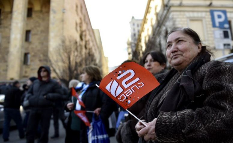 Protest în capitala georgiană Tbilisi pentru susţinerea reţelei de televiziune Rustavi 2, 19 februarie 2017.