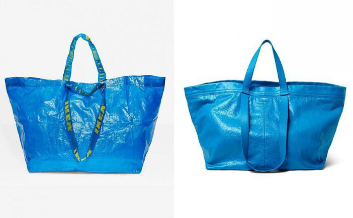 Sacoşa Frakta, Ikea (stânga) şi geanta Arena, Balenciaga (dreapta) (fotograful de modă Anders Kylberg)