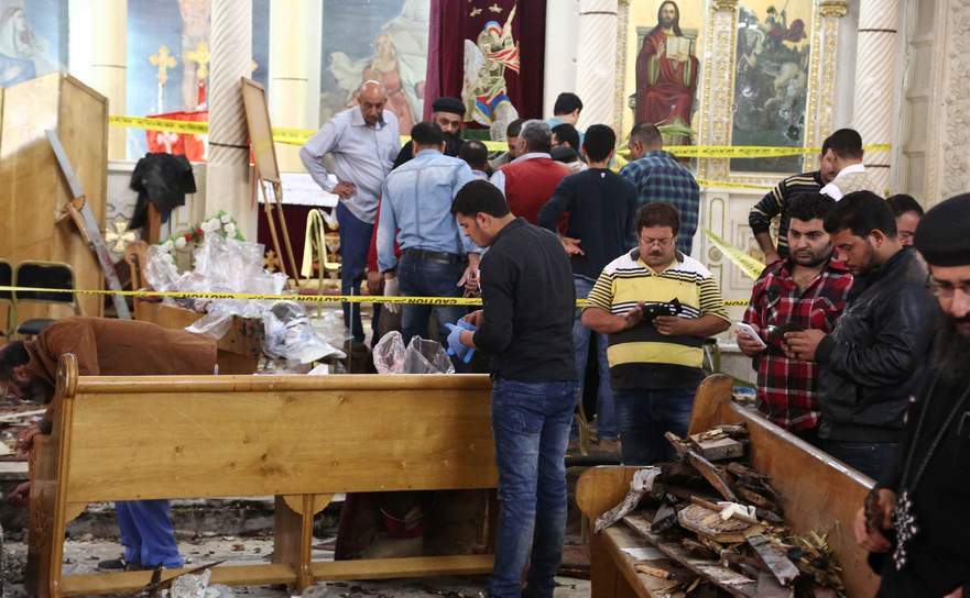 Atac cu bombă la biserica Sfântul George din Tanta, Egipt, 9 aprilie 2017.