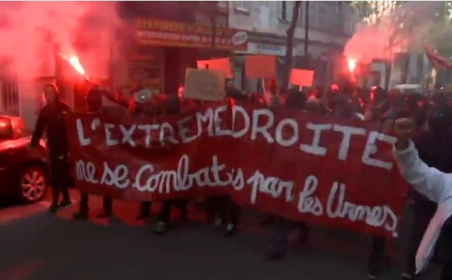 Manifestaţie împotriva unui miting al Marine Le Pen la Marsilia (captură foto)