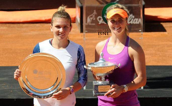 Românca Simona Halep alături Elina Svitolina la turneul WTA Premier de la Roma.