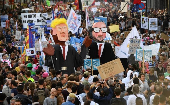 Protest anti-Trump în Bruxelles, 24 mai 2017.